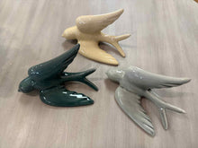 Set of 3 Glazed Ceramic Swallows