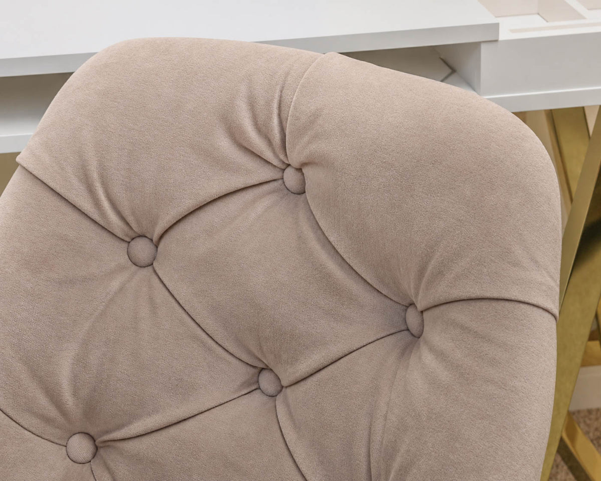 Pottery Barn Tufted Swivel Desk Chair in "Lustre velvet dusty blush"