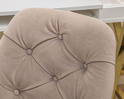 Pottery Barn Tufted Swivel Desk Chair in "Lustre velvet dusty blush"