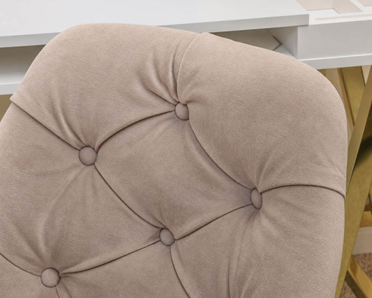 Pottery Barn Tufted Swivel Desk Chair in "Lustre velvet dusty blush"