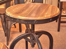 Set Of 3 Wooden Seat Industrial Style  Metal Legs Swivel Counter/Bar Stools