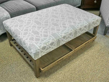 Arhaus Fletcher Upholstered Ottoman W/ Wooden Shelf & Matching Trays
