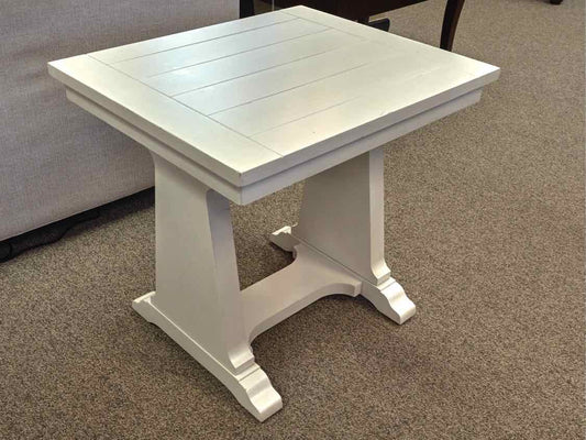 Pair of White Plank Top Side Tables