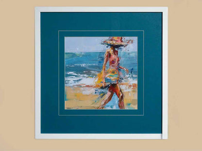 'Beach Breeze I" Art Print In White Frame