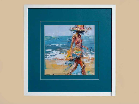 'Beach Breeze I" Art Print In White Frame