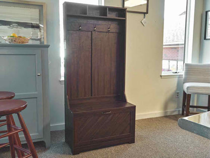 Rustic Dark Stain Hall Tree