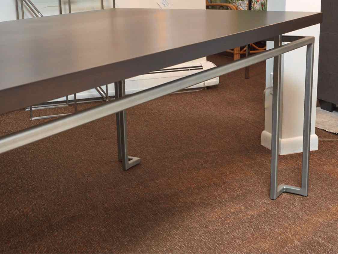 Walnut Finish Metal Frame Legs Dining Table