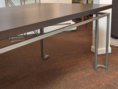 Walnut Finish Metal Frame Legs Dining Table