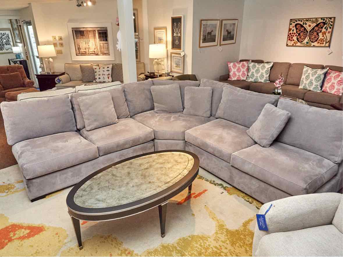 Crate & Barrel  Axis 3 Piece Armless Sectional In 'Pewter Grey' Ultra Suede