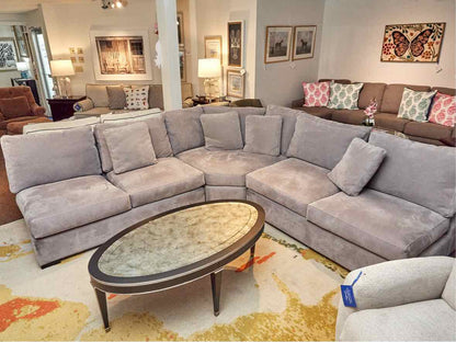 Crate & Barrel  Axis 3 Piece Armless Sectional In 'Pewter Grey' Ultra Suede
