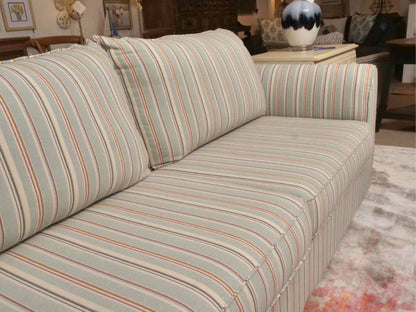 Stanley Upholstered 2 Attached Back Cushion  In 'Ford Aqua Strripes' Sofa