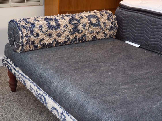 Anthropologie Daybed in Chambray Blue Upholstered Top with 2 Attached Bolsters