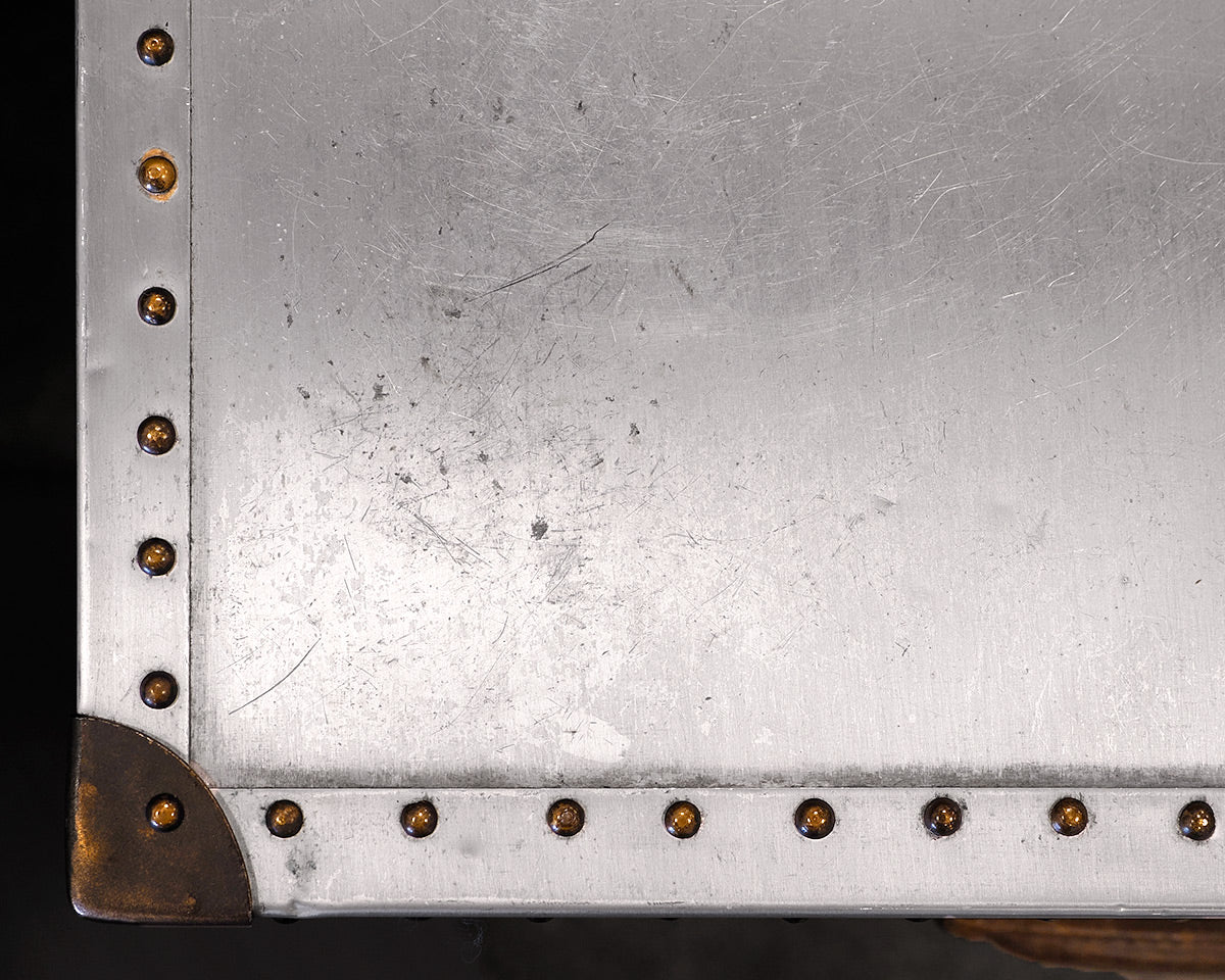 Pair of Restoration Hardware Aluminum Wrapped Nightstands