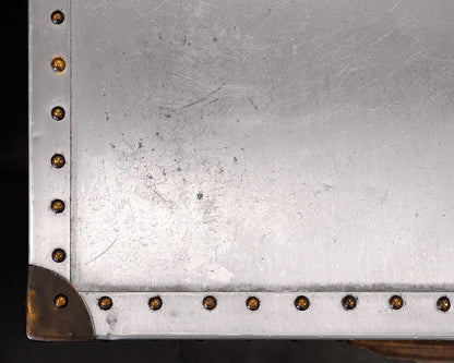 Pair of Restoration Hardware Aluminum Wrapped Nightstands