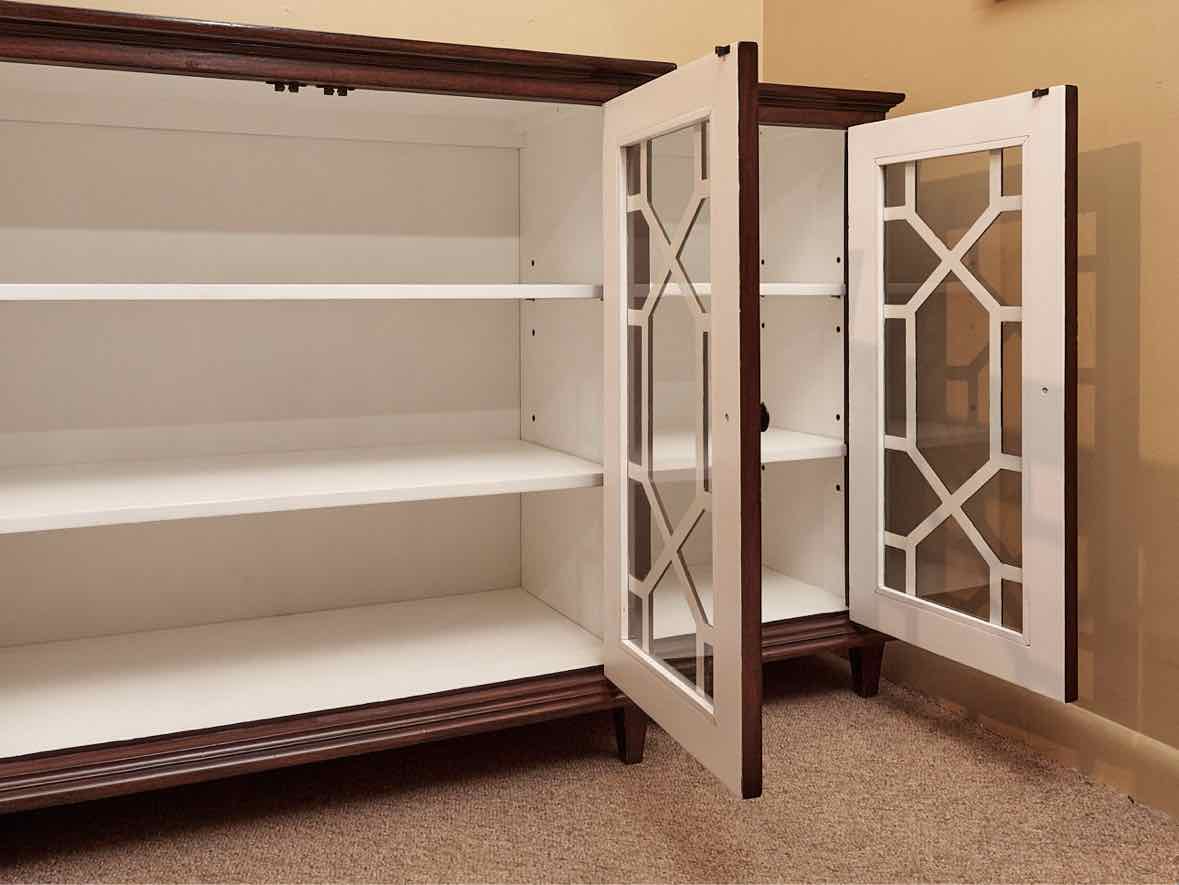 Mahogany 4 Glass Door Sideboard with White Interior