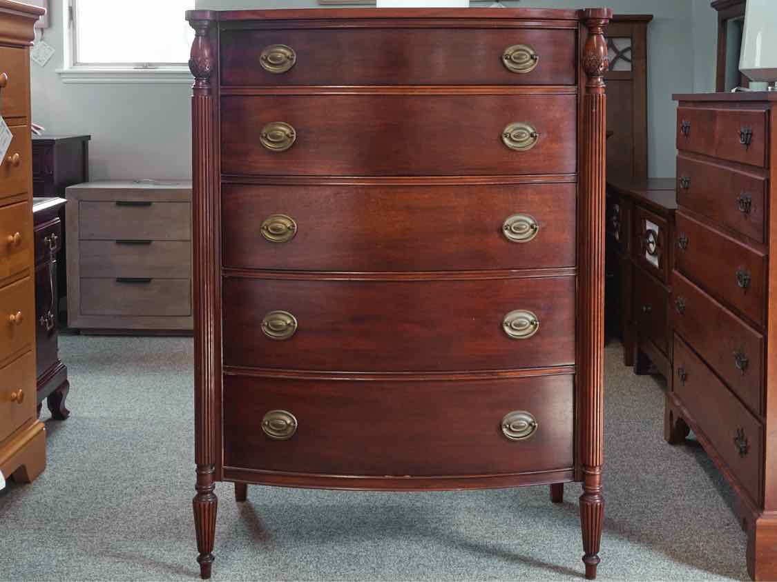 Mahogany Bowfront Five Drawer Chest
