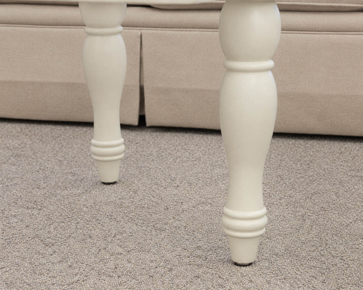 Capris Furniture Hassock Cocktail Table in White Wood & Wicker