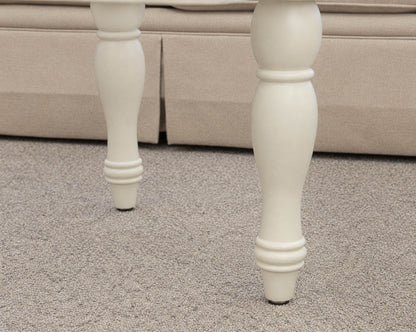 Capris Furniture Hassock Cocktail Table in White Wood & Wicker