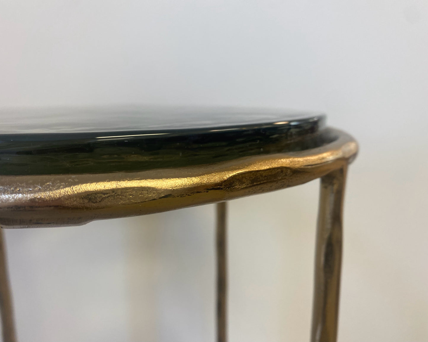 Round Recycled Glass Top Drink Table