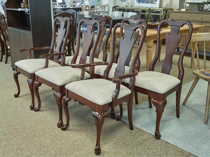 Set of 6 Cherry Queen Ann  Dining Chairs