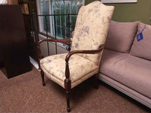 Pair Of Sheraton Style Gooseneck Mahogany Arm High Back  Chairs