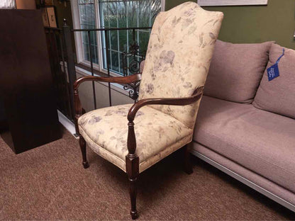 Pair Of Sheraton Style Gooseneck Mahogany Arm High Back  Chairs