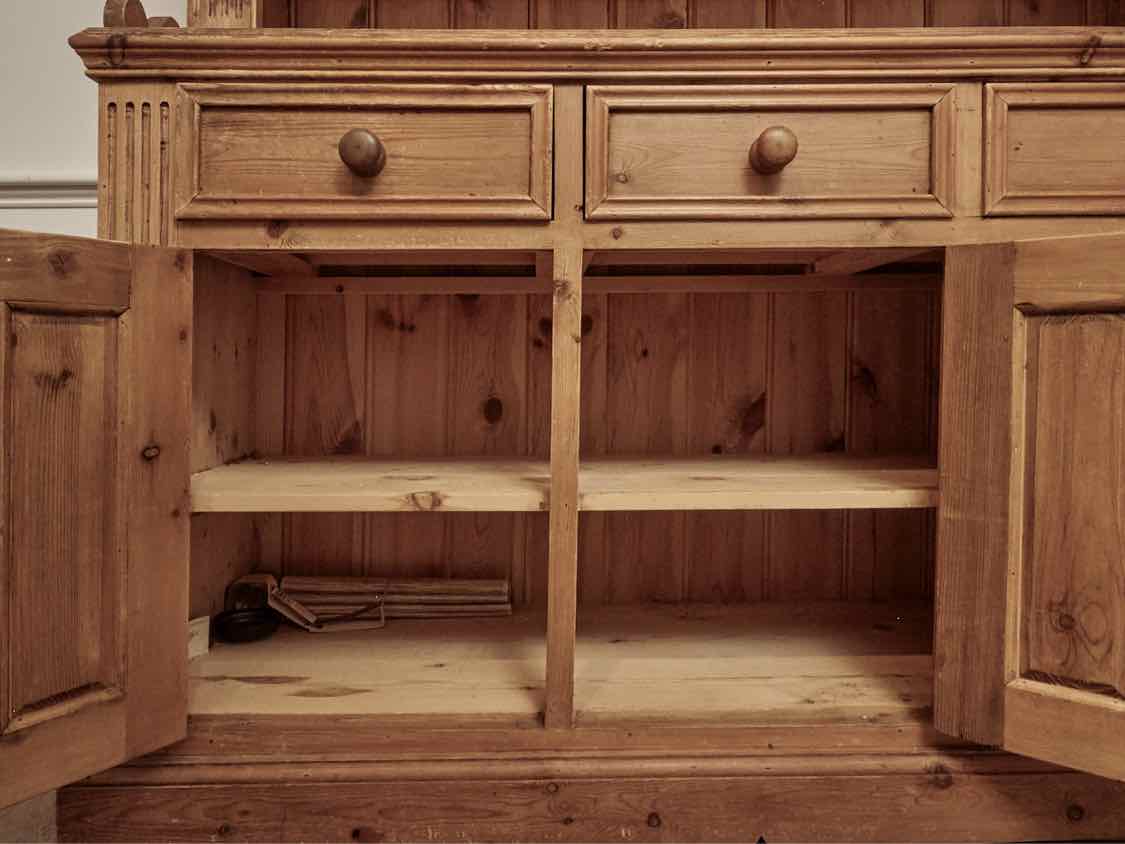 Dillon & Co.English Pine Open Hutch with 2 Shelves  & Fluted Sides