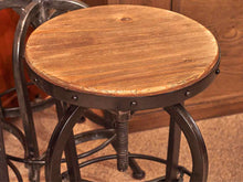 Set Of 3 Wooden Seat Industrial Style Metal Legs Swivel Counter/Bar Stools