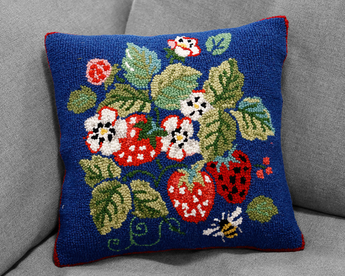 Vintage Strawberries Hook Pillow