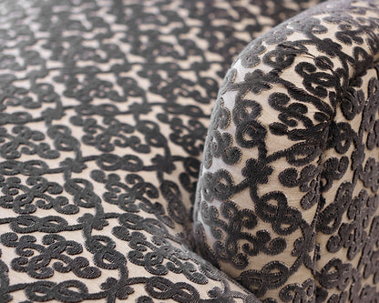 Chaises Lounge in Cut Velvet Scroll Pattern