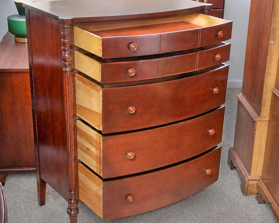 Mahogany 5 Drawer Chest with Fluted Column Sides