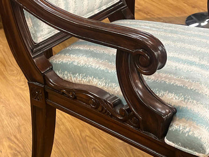 Set of 8 Teal and Ivory Drexel Dining Chairs