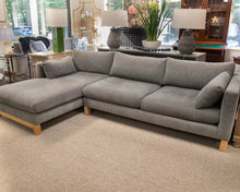 Crate & Barrel Pacific Sofa Wood Base 2-Piece Bench Sectional  In Steel Grey