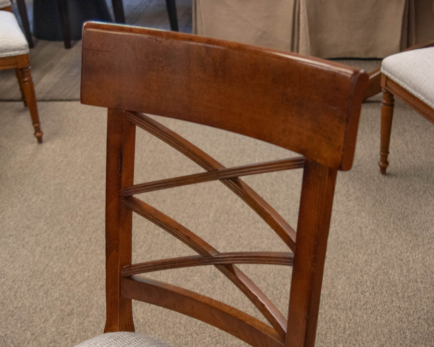 Milling Road For Baker Set Of 5 Lattice Back Upholstered  Dining Chairs