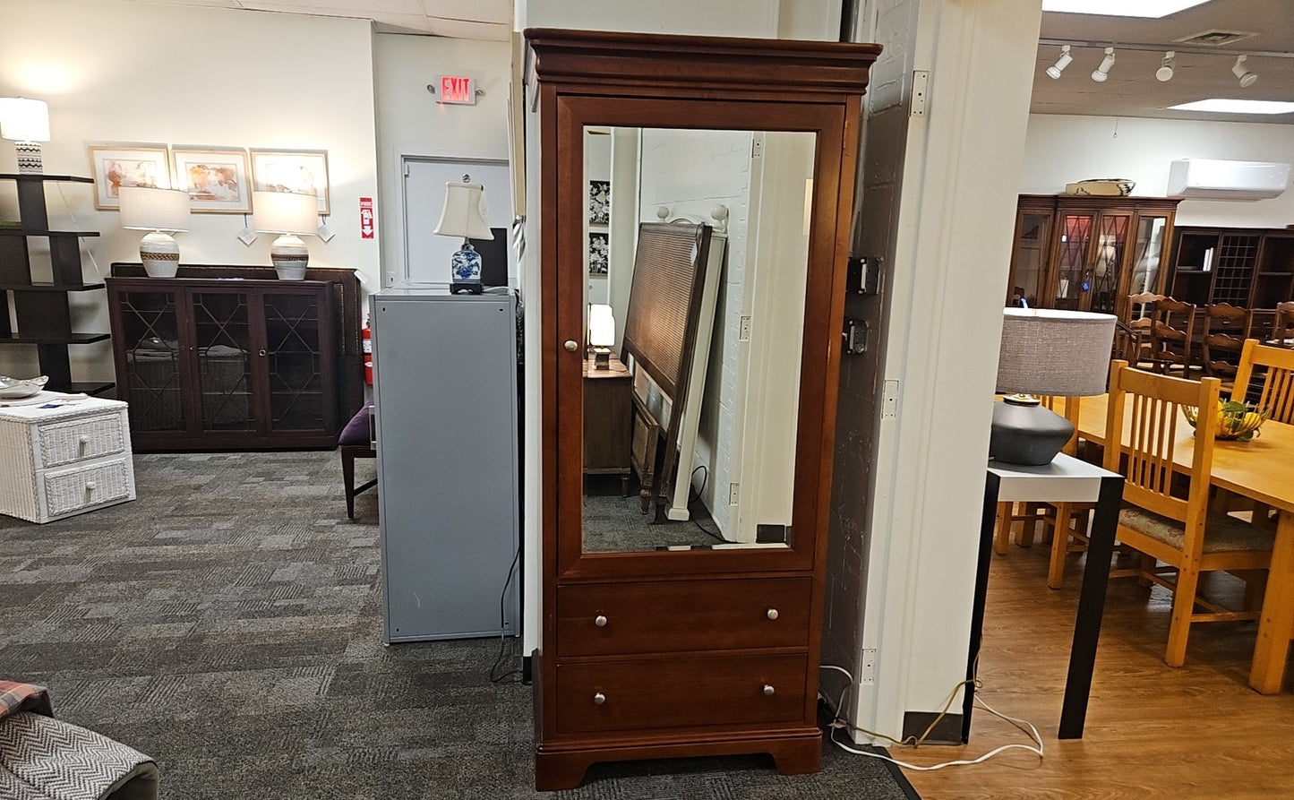 Stanley Cherry 2-Drawer Armoire w/ Mirrored Front