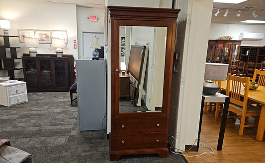 Stanley Cherry 2-Drawer Armoire w/ Mirrored Front