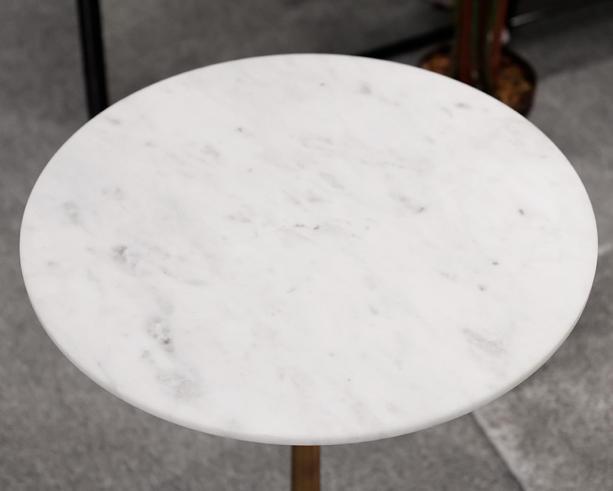 Crate & Barrel Round Stone Top Accent Table