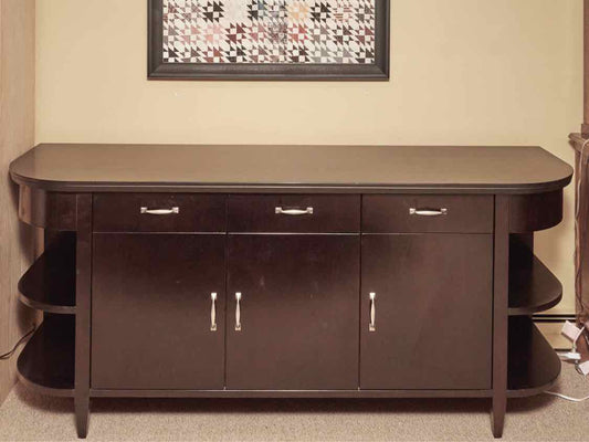 Arhaus Espresso Finish 3 Drawer, 3 Door, 10 Shelf Sideboard