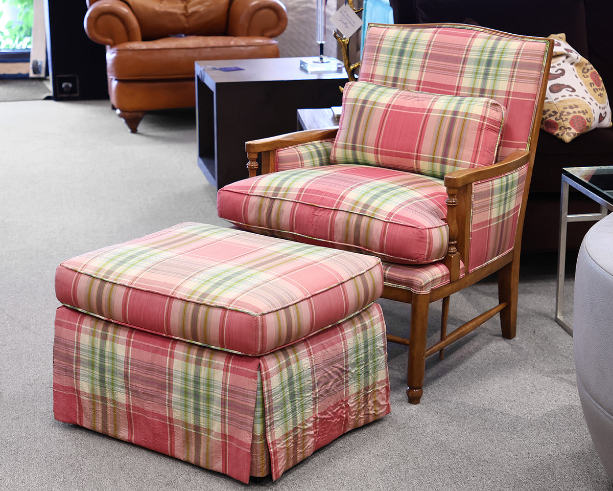 Custom Plaid Chair and Ottoman