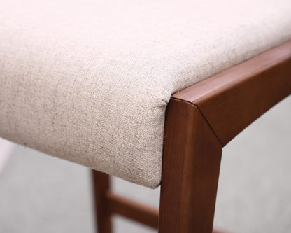 Set of 3 uultis SOTTO Counter Height Stools in Walnut, Beige Fabric & Cane