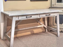 Whitewashed Plank Top Desk with 2 Drawers