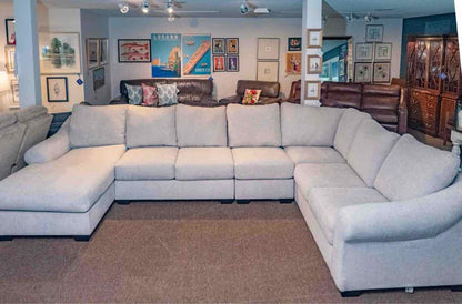 Ashley 5 Piece Cloud Grey Upholstered Sectional with Chaise