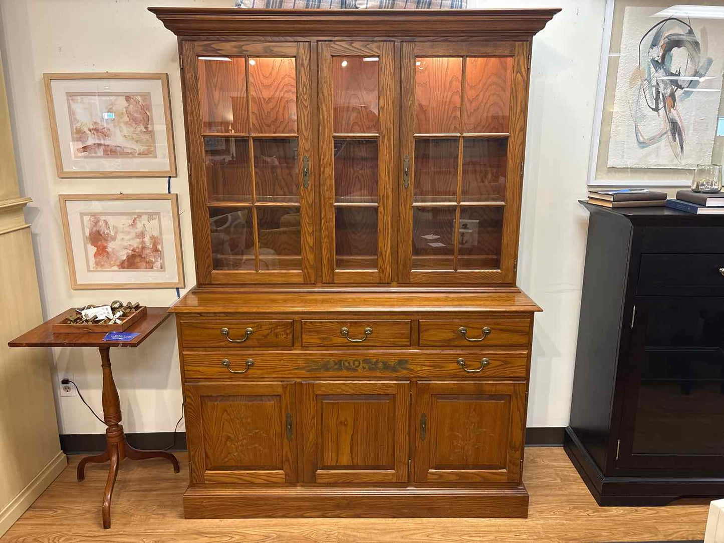 Hitchcock 2-Piece Oak China Cabinet
