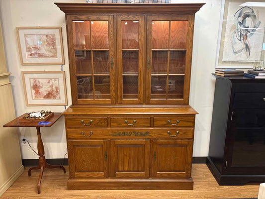 Hitchcock 2-Piece Oak China Cabinet