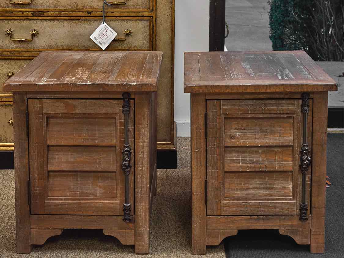 Pair of Rustic Driftwood Side Tables