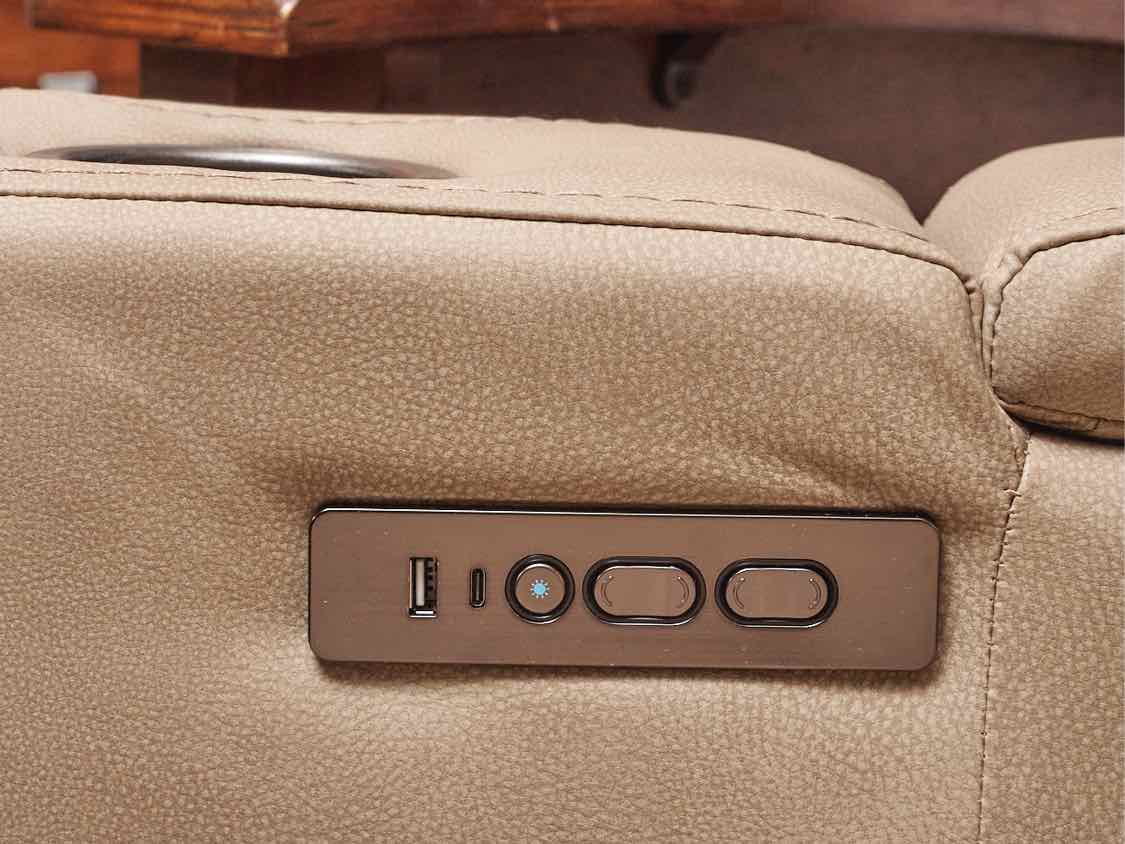 Timberland Co& Ltd Taupe Leather 3 Cushion  Reclining  Sofa