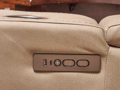 Timberland Co& Ltd Taupe Leather 3 Cushion  Reclining  Sofa