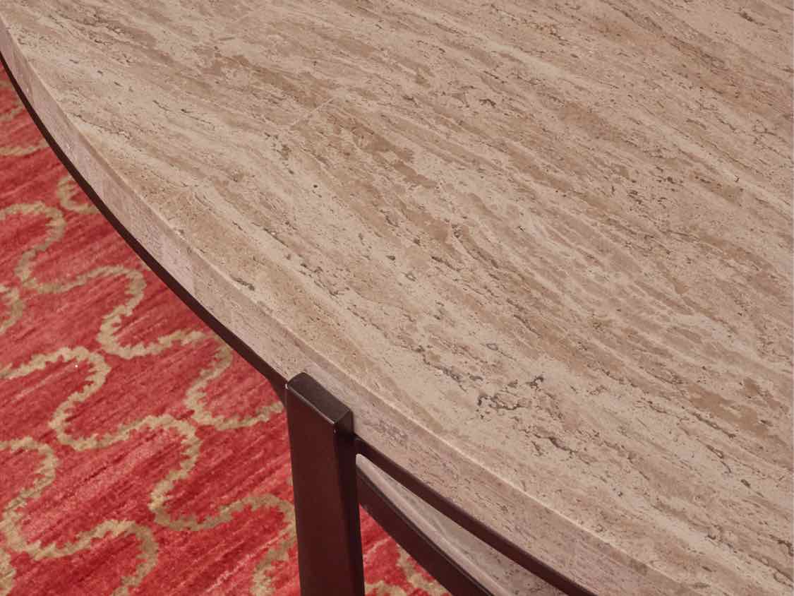 Bernhardt 'Ovalada'  Travertine Cocktail Table with Shelf