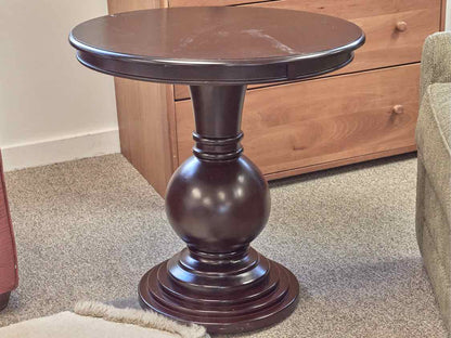 Powell Pedestal Side Table in Espresso Finish