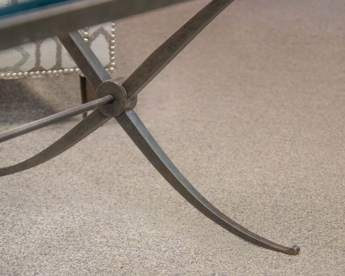 Barbara Barry for Baker Glass Top Cocktail Table With Iron Base